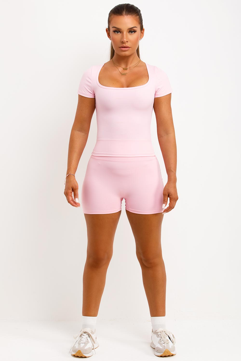 womens gym shorts and square neck top two piece co ord lululemon uk set styledup