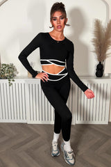 crossover v waist high rise compression leggings and long sleeve crop top two piece co ord set with four way stretch supportive feels cool and sleek styledup 