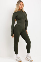 lululemon womens zip up sports jacket and leggings two piece set active wear co ord