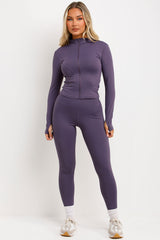 lululemon womens zip up sports jacket and leggings two piece set active wear co ord