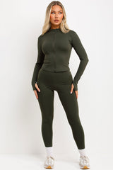lululemon full zip sports track jacket and seamless leggings two piece co ord set womens uk