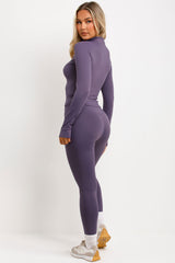 womens lululemon zip up jacket and leggings two piece co ord set activewear 