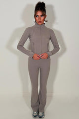 womens alo sports zip up jacket and flare trousers two piece tracksuit set styledup 