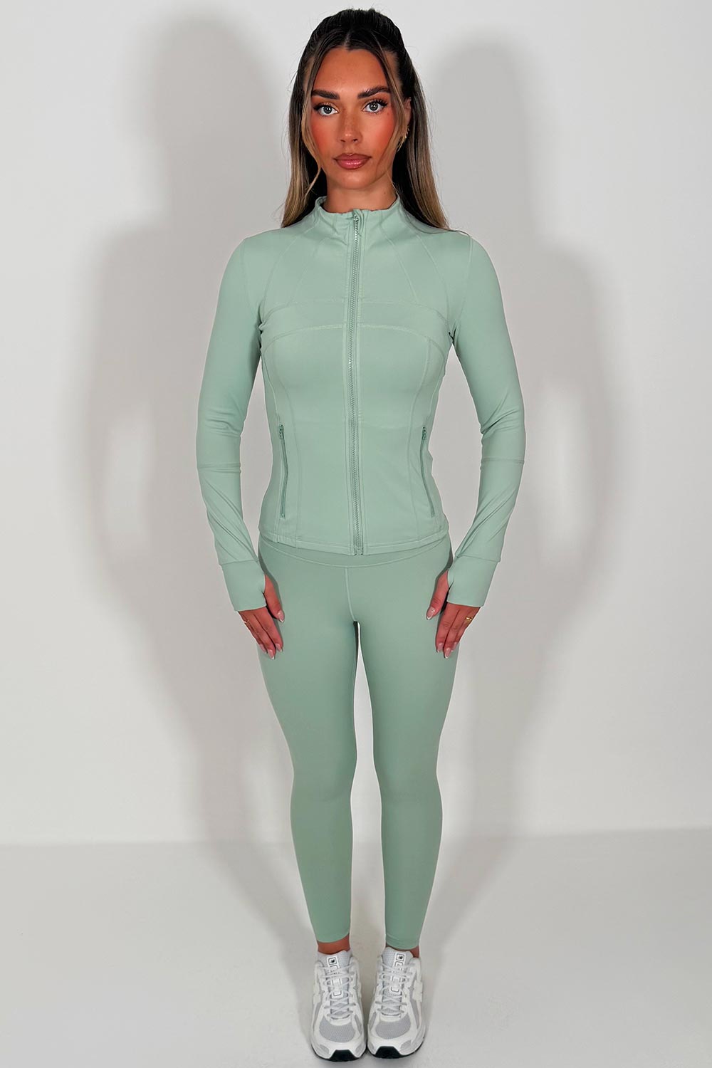 womens lululemon sports track jacket and high waist leggings co ord set styledup uk