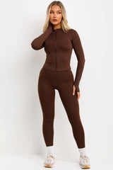 womens lululemon zip up sports jacket and seamless leggings two piece co ord set uk