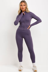 lululemon active wear zip up sports jacket and leggings two piece co ord set