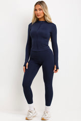 womens lululemon zip up sports jacket and seamless leggings two piece co ord set uk