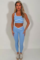 womens lululemon cross over waist yoga leggings and top two piece activewear pilates outfit set styledup uk