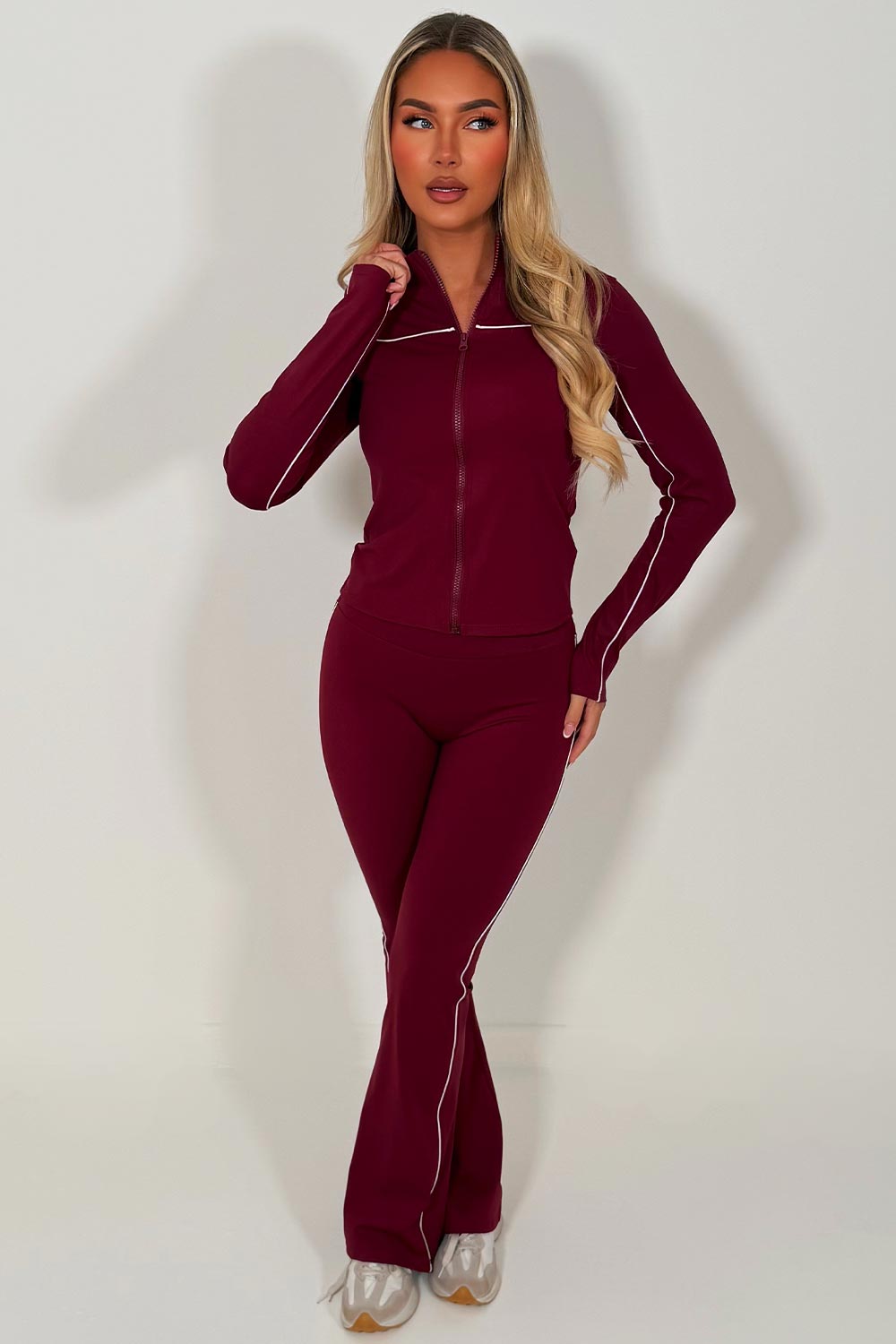 skinny flare pants and zip up sports jacket two piece set lululemon womens uk