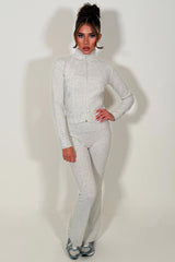 womens sports zip up jacket and flare trousers two piece co ord set alo uk 