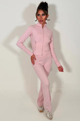 womens sports zip up jacket and flare trousers two piece co ord set alo uk 