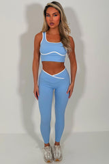 womens lululemon cross over waist yoga leggings and top two piece activewear pilates outfit set styledup uk