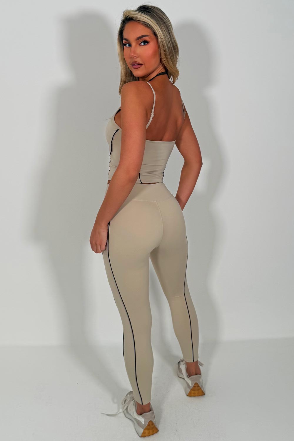 womens double up top bralet and high waist leggings two piece matching set alo yoga womens uk styledup 