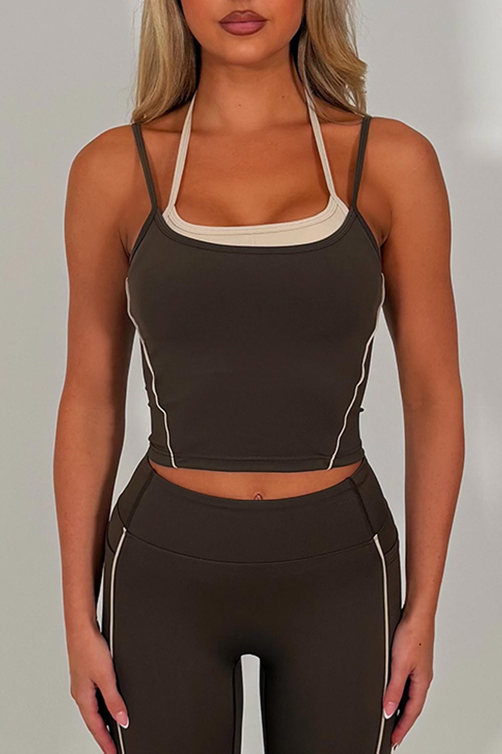 womens double up top bralet and high waist leggings two piece matching set alo yoga womens uk styledup 