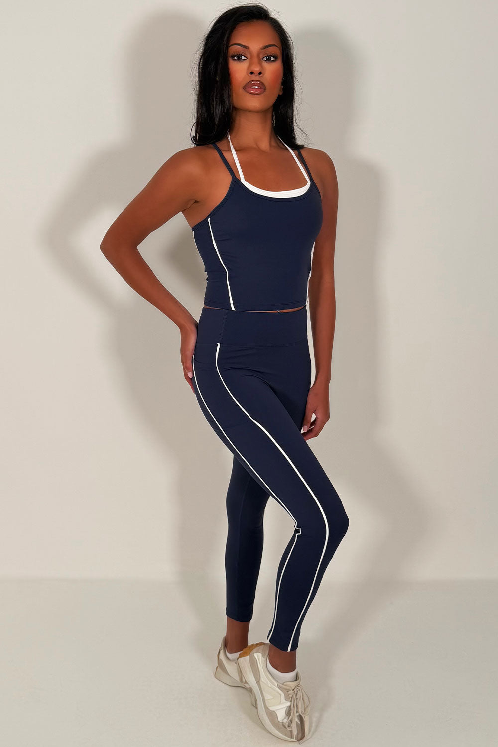 alo yoga high waist legging and double up bralet top two piece matching set styledup uk 