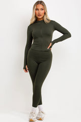 womens lululemon zip up jacket and leggings two piece co ord set activewear 