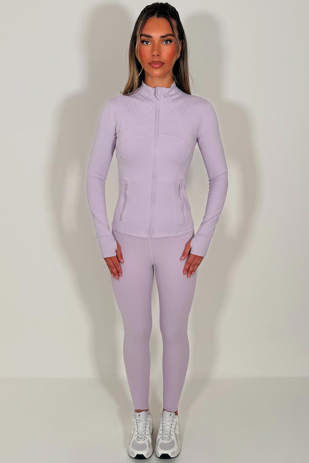 womens lululemon sports track jacket and high waist leggings co ord set styledup uk