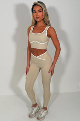 womens lululemon cross over waist yoga leggings and top two piece gym set pilates outfit styledup uk