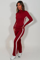 womens lululemon flare trousers and sports track jacket two piece matching co ord set styledup