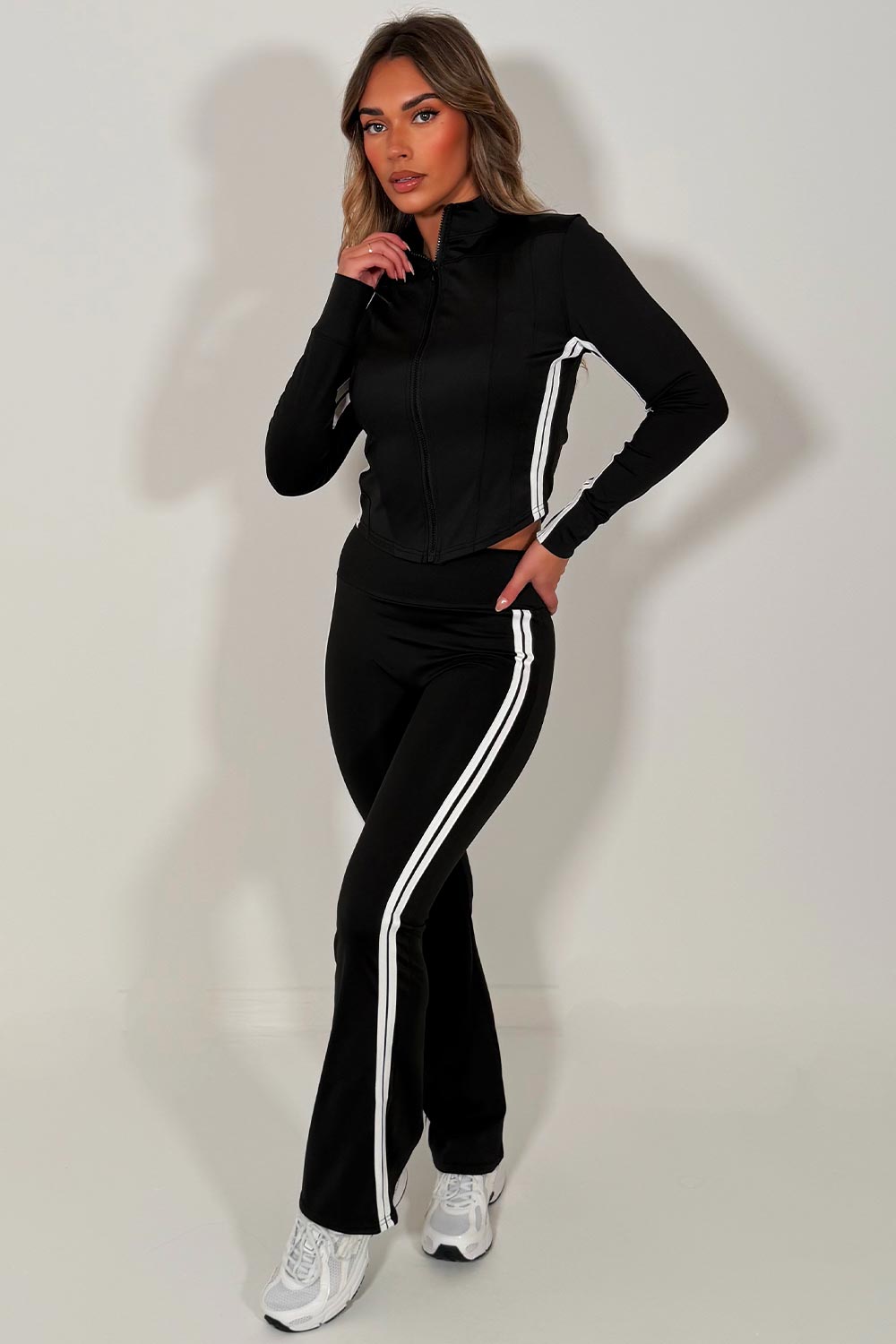 womens zip up tracksuit jacket and flare trousers two piece matching yoga set lululemon uk 