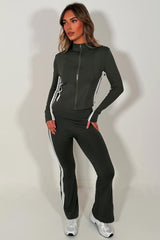 womens zip up tracksuit jacket and flare trousers two piece matching yoga set lululemon uk 