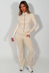 womens zip up tracksuit jacket and flare trousers two piece matching yoga set lululemon uk 