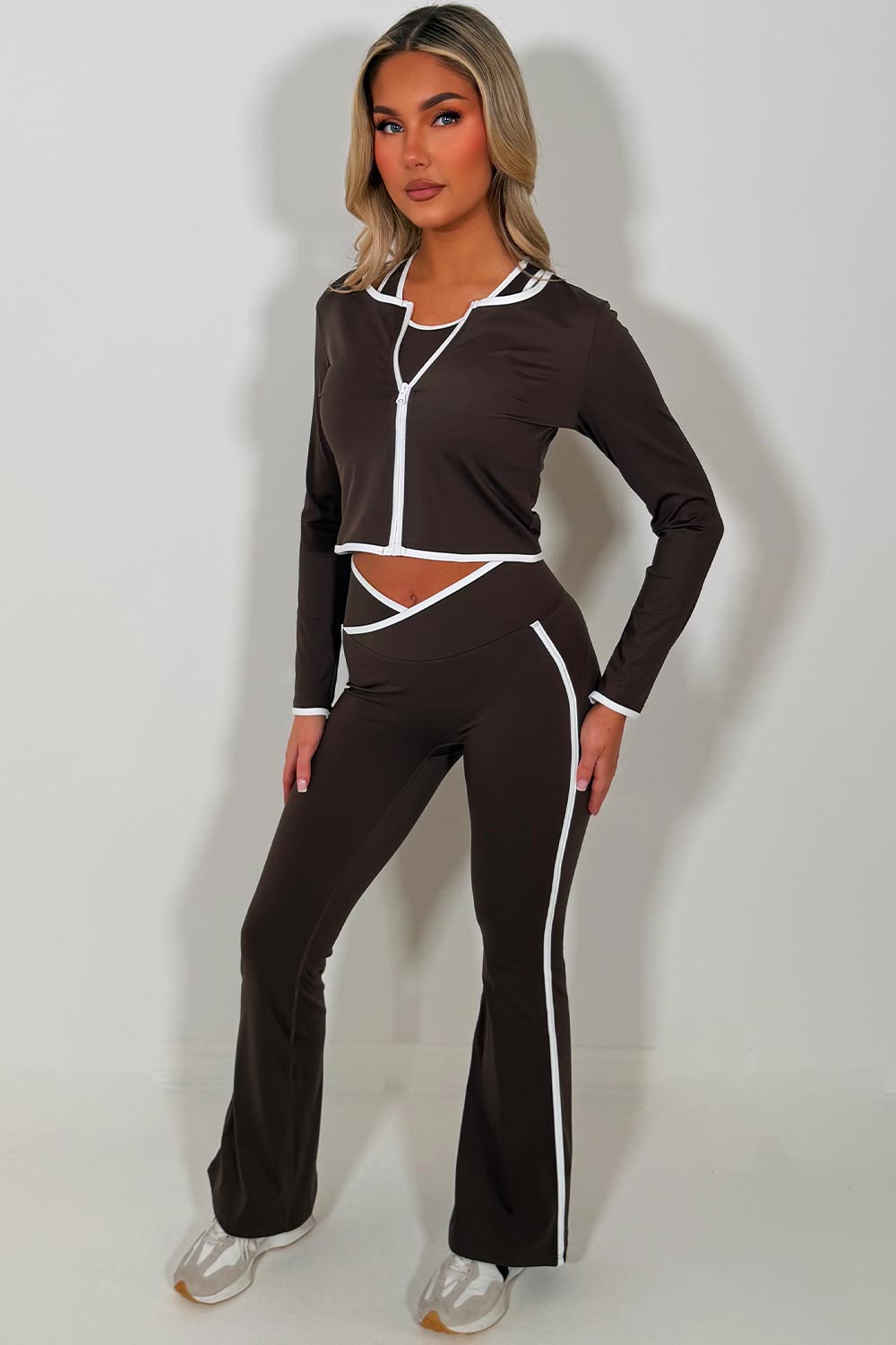 skinny flare pants and zip up sports jacket 3 piece co ord set lululemon womens uk