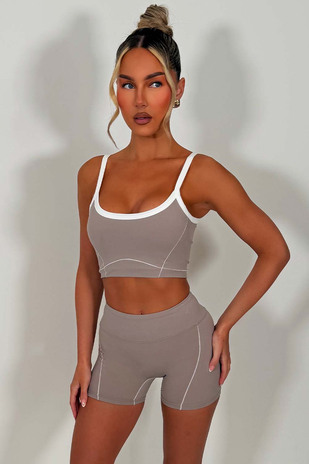 alo yoga shorts and top two piece yoga pilates co ord set styledup uk sale