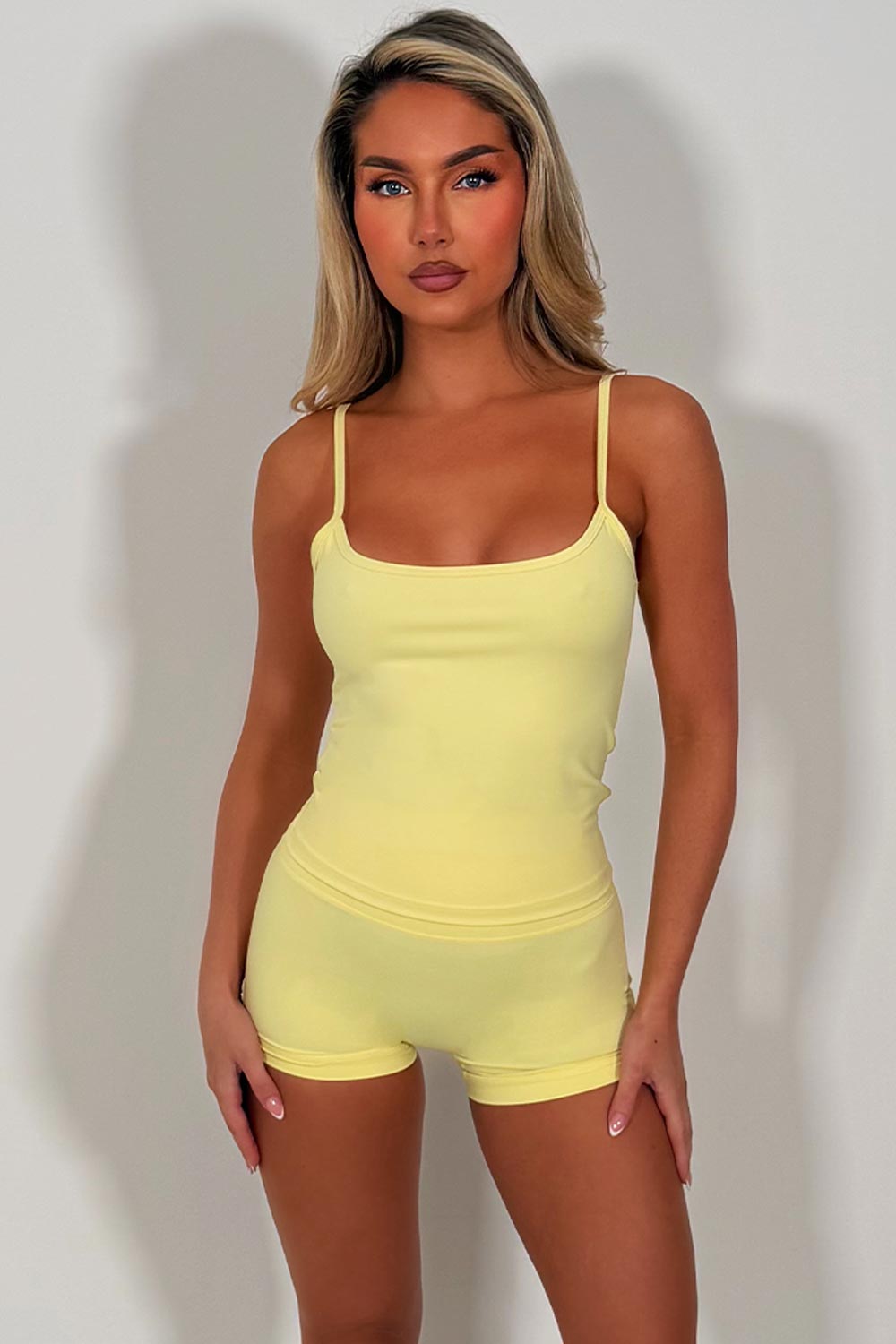 pilates yoga shorts and tank top two piece matching set styledup alo yoga uk sale