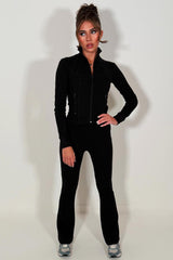 womens alo sports zip up jacket and flare trousers two piece tracksuit set styledup 