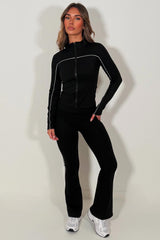 skinny flare pants and zip up sports jacket two piece set lululemon womens uk