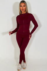 womens lululemon zip up jacket and leggings two piece co ord set activewear