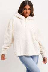 womens half zip sweatshirt hoodie styled up