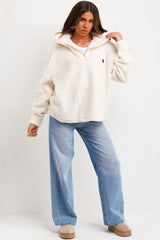 half zip teddy bear sweatshirt hoodie womens