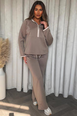half zip sweatshirt and joggers two piece lounge set co ord styledup