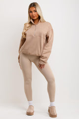 womens half zip sweatshirt with elasticated hem and manhattan embroidery 