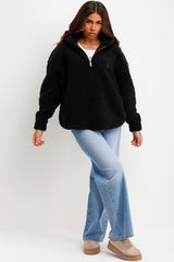 womens half zip sweatshirt hoodie styled up