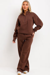 womens zara half zip jumper and joggers tracksuit loungewear set airport outfit