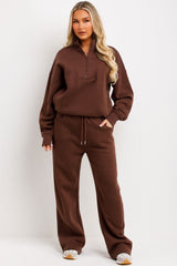 loungewear womens half zip sweatshirt and joggers set airport outfit styledup