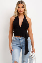 halter neck top with drape detail