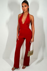 christmas party jumpsuit with halterneck backless going out weekend outfit