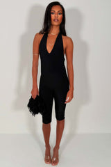 going out backless capri jumpsuit black