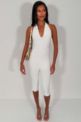 white capri jumpsuit backless halterneck summer festival outfit uk