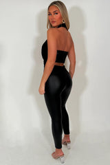 lace halter neck backless crop top black styledup 