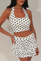 polka dot bloomer shorts and crop top two piece festival outfit styledup white fox
