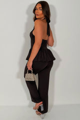 wide leg summer trousers and halter neck backless top two piece co ord set styledup uk