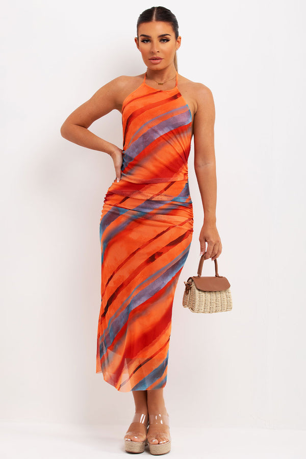 orange mesh dress zara Zara strapless midi dress