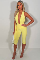 backless yellow capri jumpsuit styledup going out summer festival outfit 