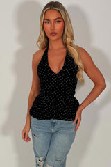 halter neck polka dot top white fox uk