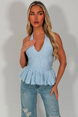 polka dot halter neck top uk